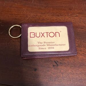 Vintage Buxton Maroon Faux Leather Card Wallet with ID Cards